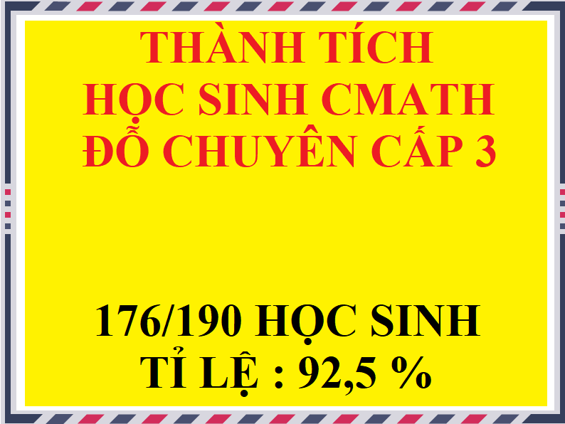 THÀNH TÍCH HỌC SINH CMATH ĐỖ CHUYÊN CẤP 3 NĂM HỌC 2021 – 2022