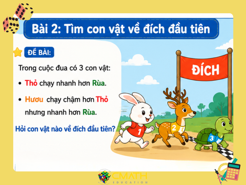 Tìm con vật về đích đầu tiên